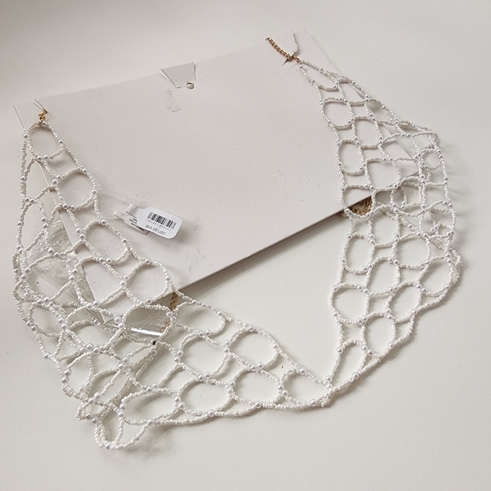 NWT Free People Ivory Pearl Beaded First Love Body Chain Bralette